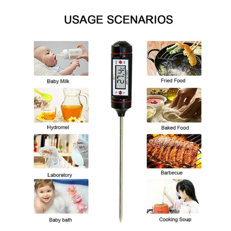 Digital Kitchen Thermometer BBQ Meat Water Oil Cooking Electronic Probe Food Oven Thermometer with Tube Measuring Thermometers