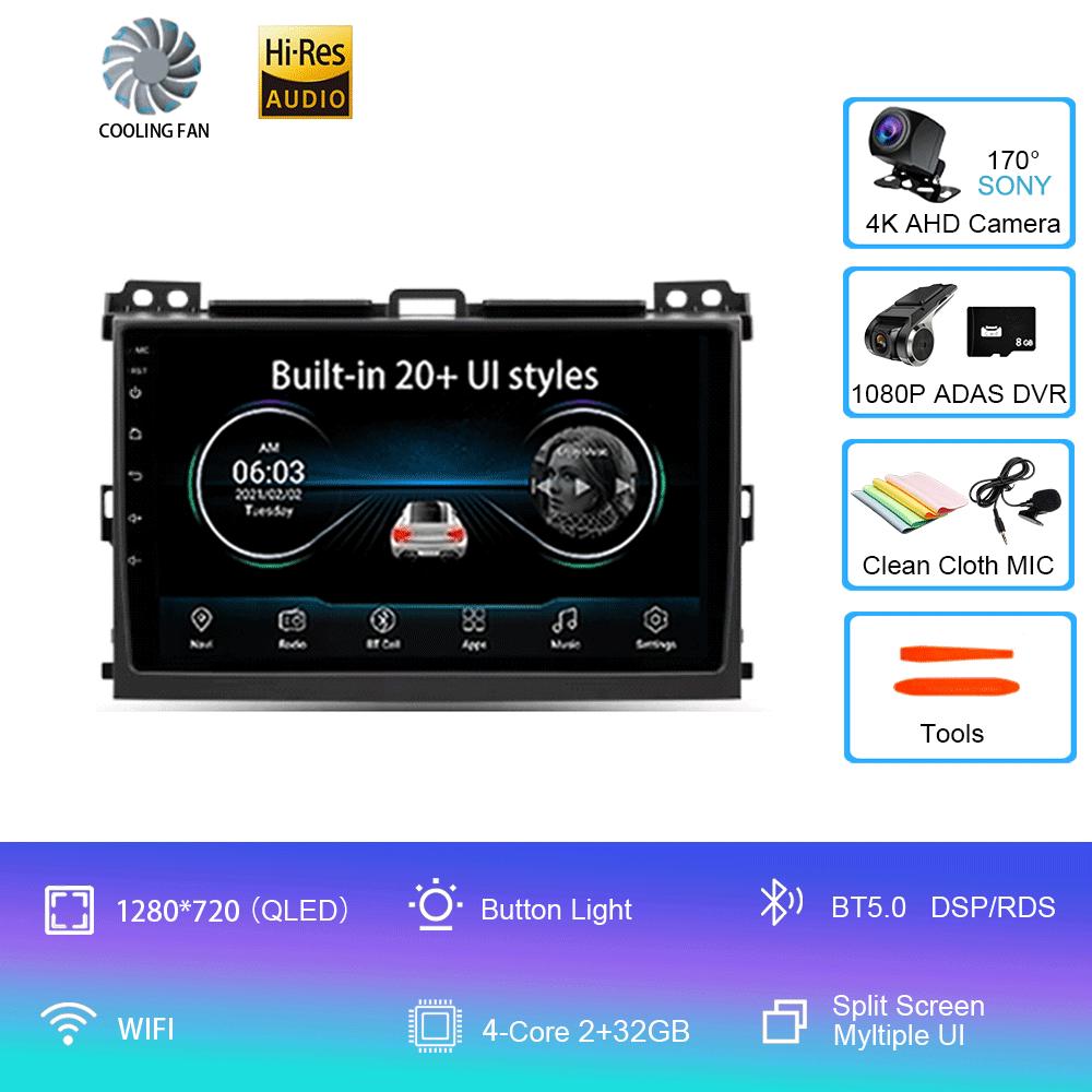 Android 14 Car Radio For Toyota Land Cruiser Prado 120 3 III For Lexus GX470 GX 470 J120 2002 - 2009  Multimedia Video Player