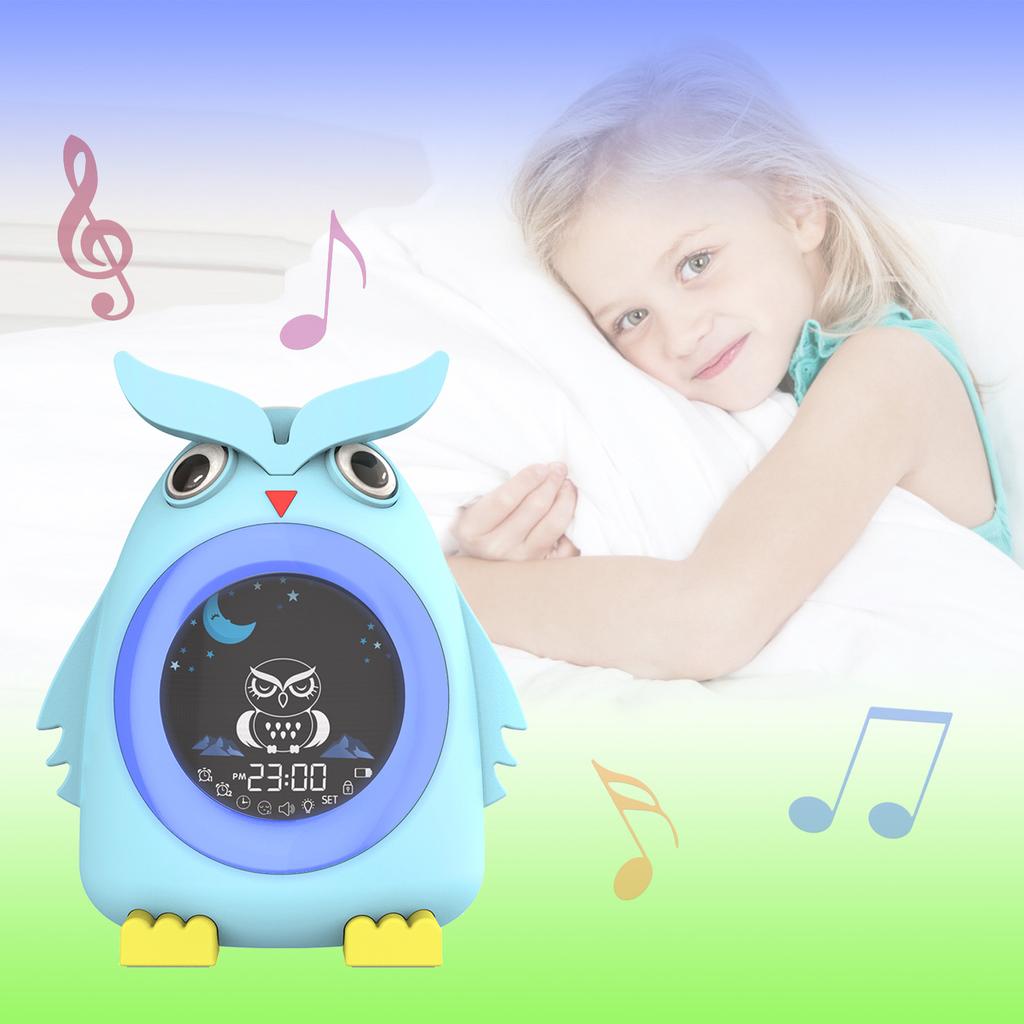 Cartoon Eagle Children's LED Color Light Alarm Clock LCD Digital Alarm Clock USB Charging Mini Alarm Clock