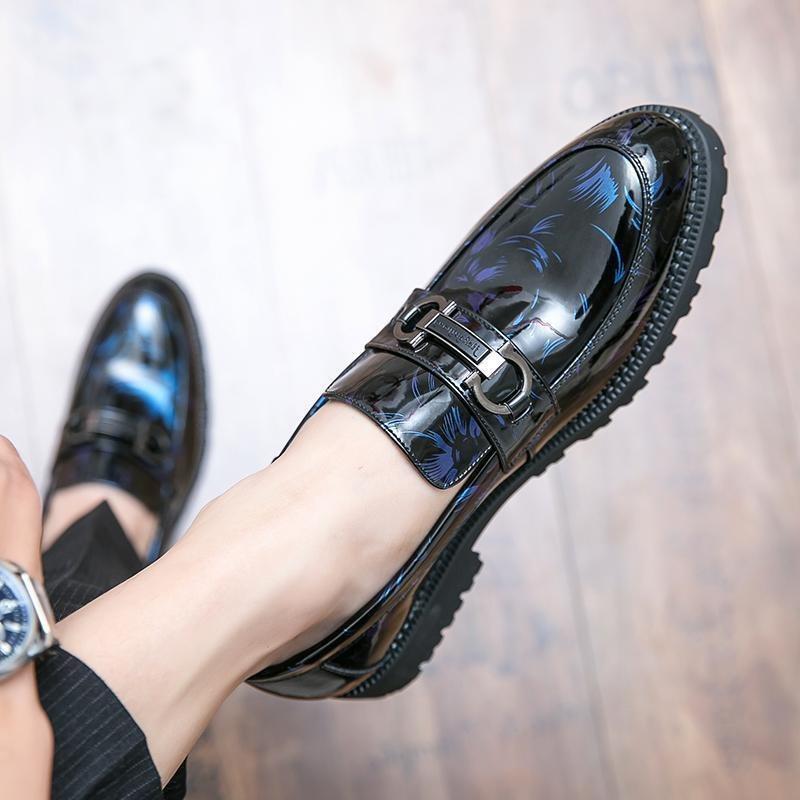 

Autumn and winter one-pedal business large size casual leather shoes men s low-top Doudou shoes soft-soled leather shoes 44 синій