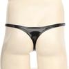 String ajouré sur le devant pour homme, aspect mouillé, sous-vêtement en cuir verni, taille basse, dos en T