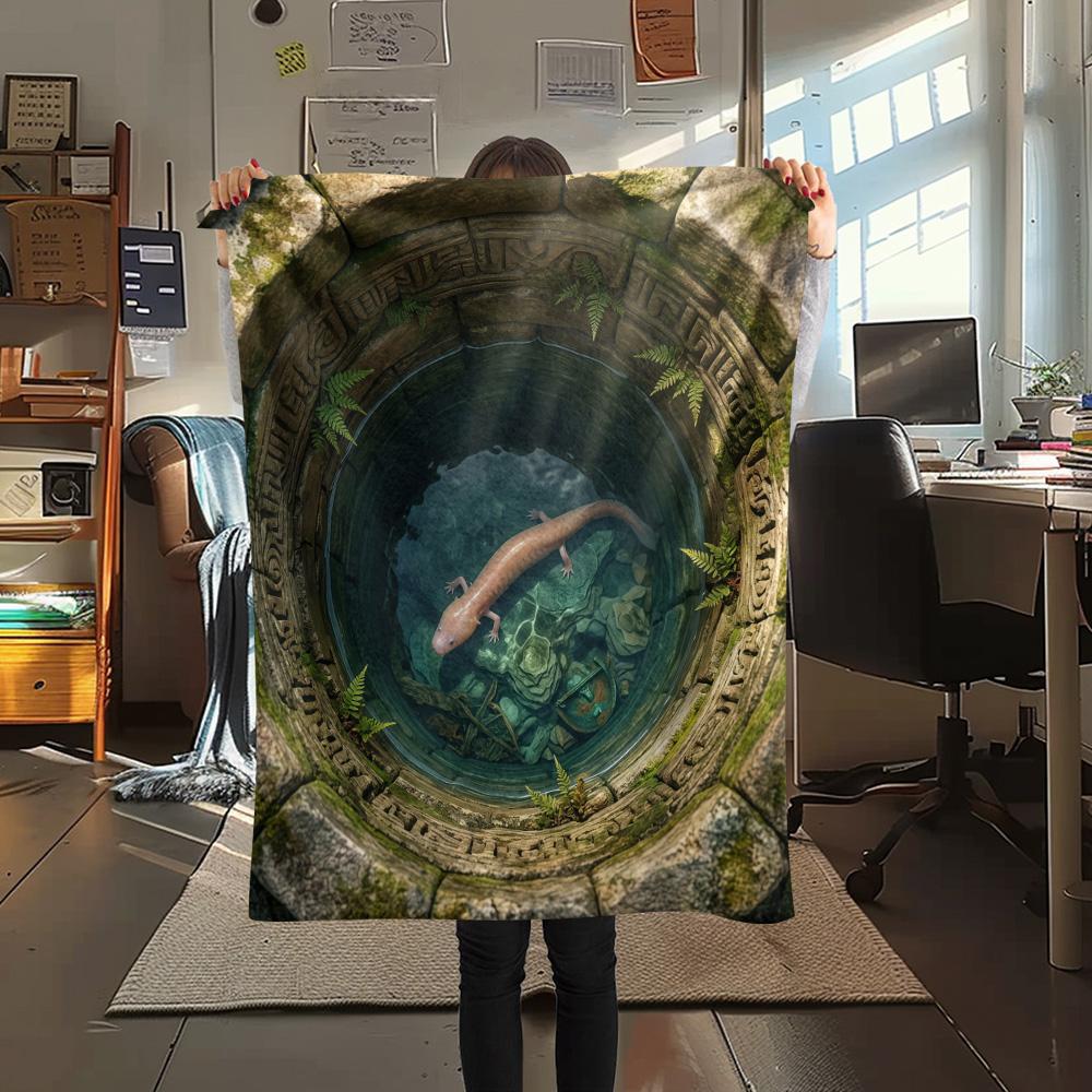 1PC Visual effects  Print FlAannel Blanket, High quality Comfortable for All Seasons, Home Decor, Warmth and Comfort