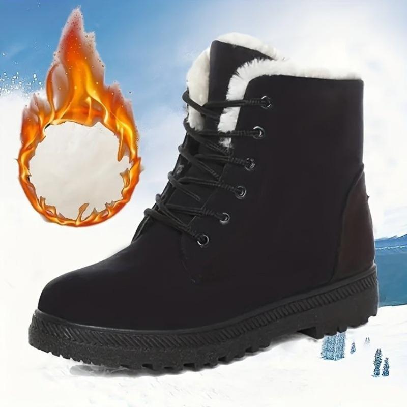 Damen Baumwollschuhe Herbst und Winter neu große Größe runde Zehenpartie dicke Sohle Samt thermische Baumwollschuhe Schneestiefel