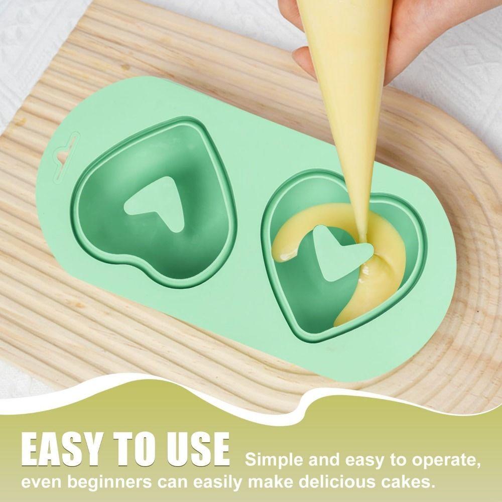 DIY Silicone Baking Pan 2-Cavity Cake Mold Non-Stick Doughnut Baking Mold Dessert