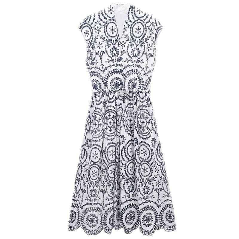 

Fashion Style 2024 Summer New Arrival Female Stylish Contrast Color Embroidered Shirt Type Dress 4786068 712 Picture color L