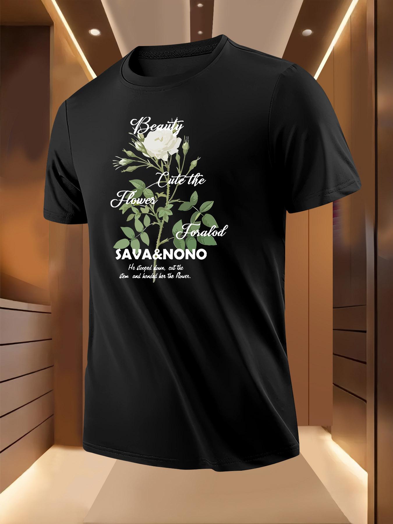 White Rose and Floral Print Tshirt - Beauty Lies in the F... XXXXL