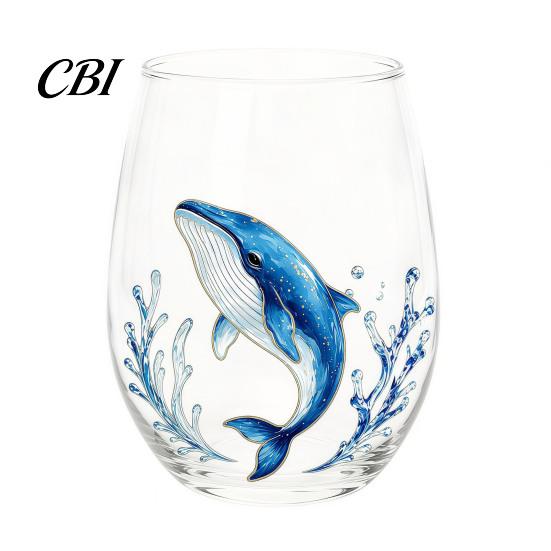 Elegant Celebration Glass Gift Marine Animal Theme Clear Tumbler, Handcrafted Painted Glassware, Handmade Borosilicate Glassware Creative Unique
