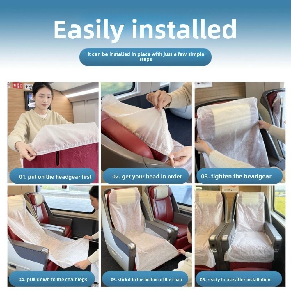5Bags Hygienic Disposable Seat Covers Dirt-proof Portable Non-woven Fabric Cover Breathable Lightweight Chair Cover Airplanes