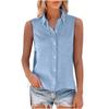 Summer Fashion Sleeveless Women Shirt Lapel Loose Casual Simple Office Blouse Plus Size Ladies Solid Color Elegant Basic Tops Clothing