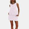 2-teiliges Sommer-Outfit für Damen, ärmellos, Tanktop, Shorts, lässig, gestreift, Trainingsanzug, Urlaub, Strand, passendes Set