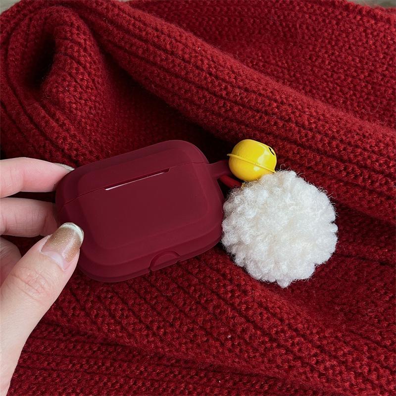 Ins Simple Solid Color Hairball Suitable for AirPods 1 Generation Protective Case Second Generation 1 Generation Pro1 Apple Bluetooth Headset Case