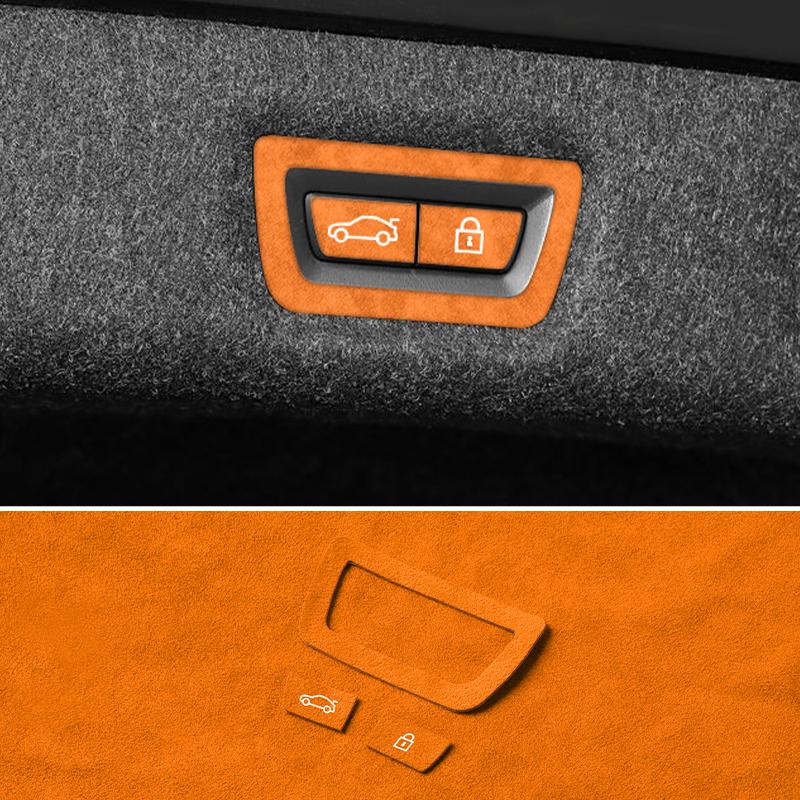For BMW 5 Series G30 G38 6GT Made of Alcantara Car Trunk Button Decorative Trim Frame Sticker Interior Custo Tuning Accessories