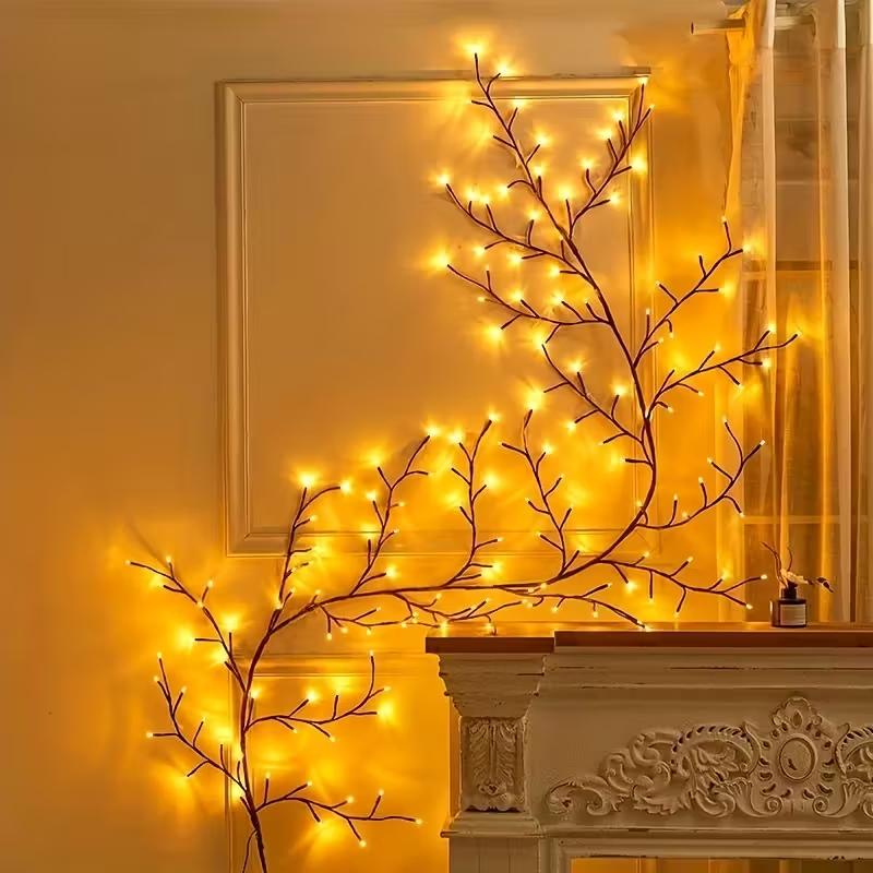 

1PC 144LED Flexible Willow Vine Lights 8 Modes USB Powered Warm White Willow Vine Lights for Bedroom Living Room Christmas Decor Warm White