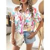 Women's Fashion Shirt Summer Short Sleeve 3D Graffiti Pattern Print Street Tie Dye Ladies Casual Shirt