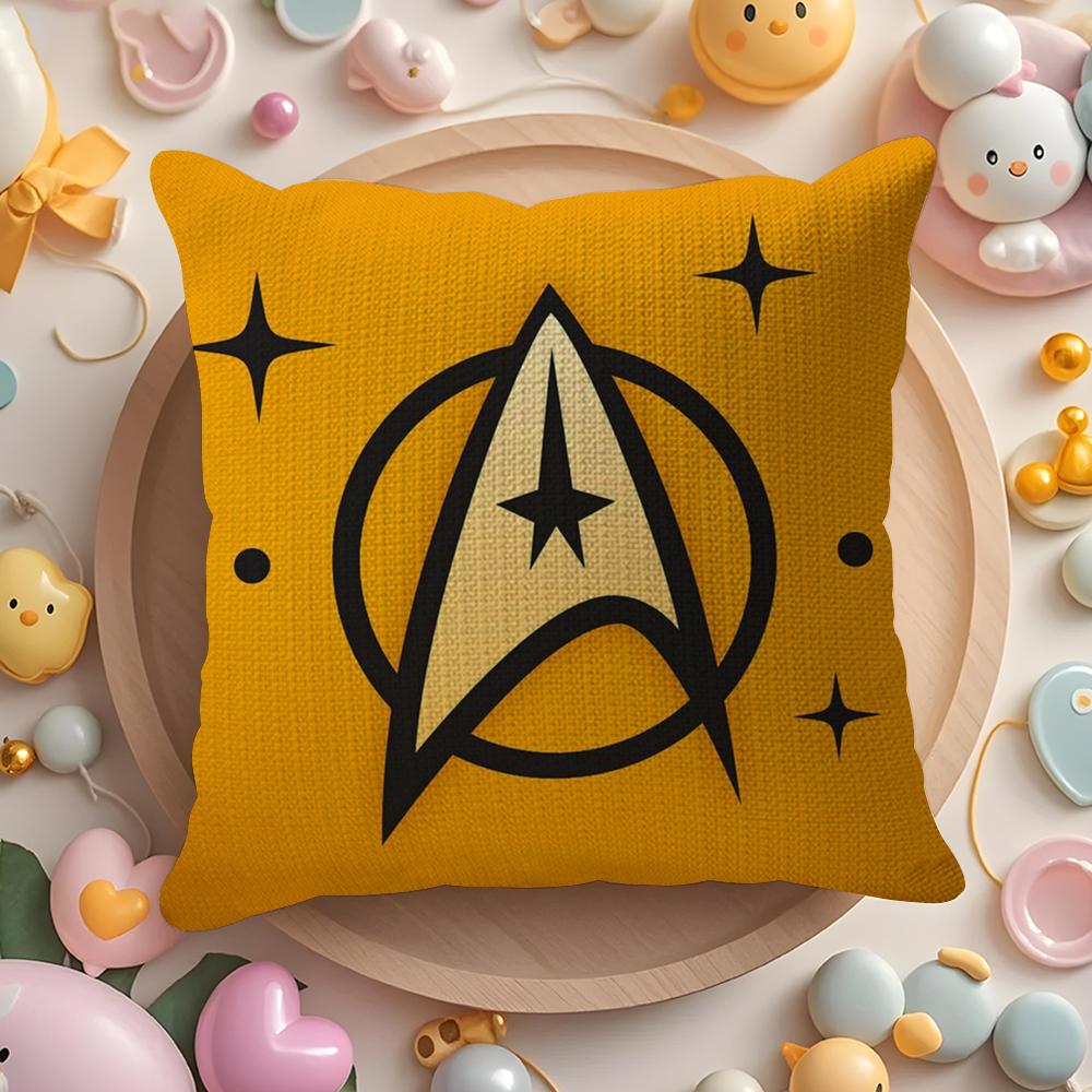 Star T-Trek Ship Movie Cushion Cover Linen Organic Fabric Double-Sided Printing Breathable Pillow Case Sofa Home Decor Gift