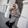 Cappotto a quadri con cappuccio da donna, stile autunnale nuovo, vestibilità larga, moda casual
