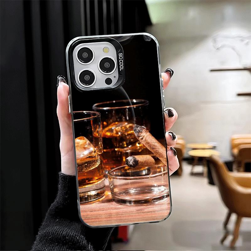 Cigar Whiskey Ice Drink Soft Phone Case for iPhone 15 16 17 Pro Max 17Air 16E 14 Plus 13 12 Mini Shockproof Cover Back Shell