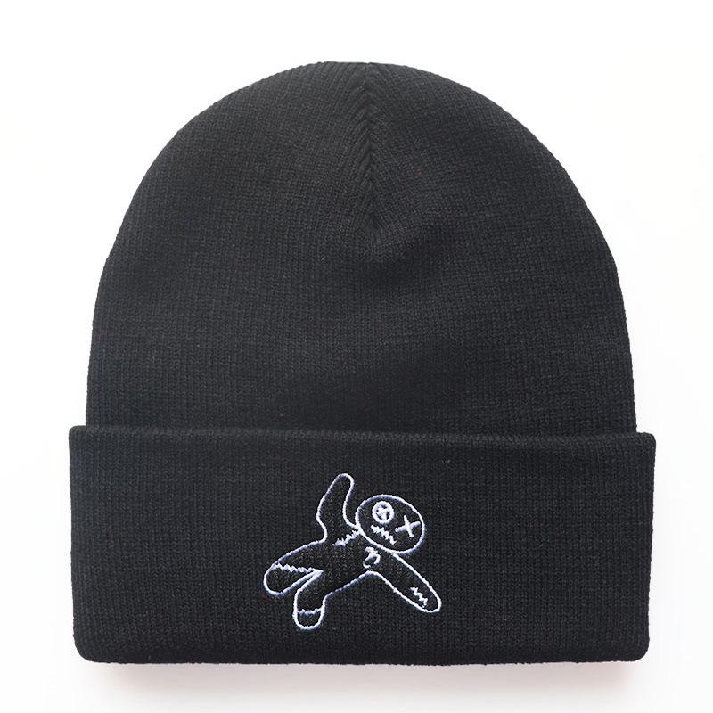 

Male and female students hip-hop cute RAGDOLL Doll Embroidered Knit Hat, Woolen Hat, Outdoor Sports Warm Hat Adjustable чёрный