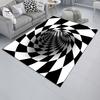 Decorative Floor Mat 3D Vortex Optical Illusion Rug Vision Vertigo Area Realistic Black And White Doormat Non-Slip for Living Room Bedroom Entrance