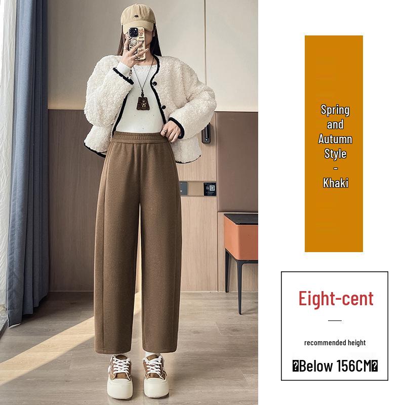 Women s Petite Woolen Velvet Elastic Pants – Autumn/Winter Slimming Cocoon Shape, Casual Wide-Leg Design 3XL