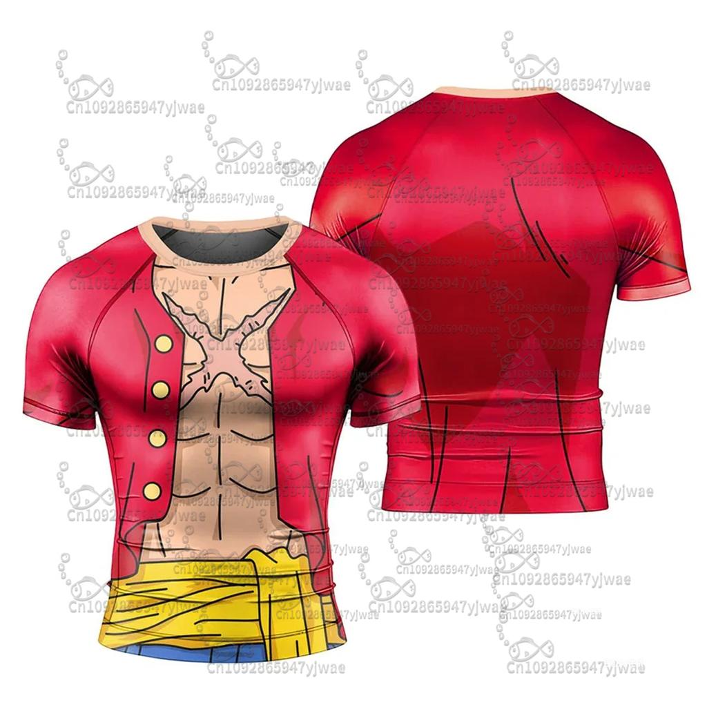 One Piece Luffy Straw Hat Premium Short Sleeve Cosplay Costume Fan Gift Summer Outdoor Sports Teec Adult T-Shirt