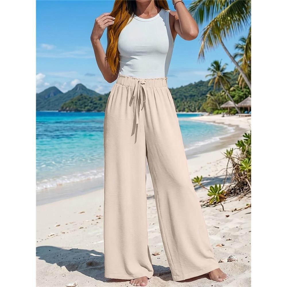 European And American Clothing Wide Leg Pants Casual Style Comfortable Solid Color Women's Trousers