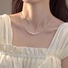 Korean Pearl Necklace: High-End Silver Clavicle Chain with Niche Design, Perfect for Light Luxury and Sweater Pendants.