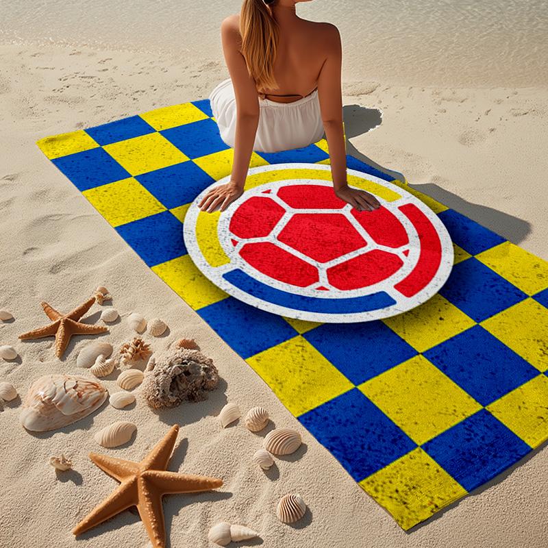 Asciugamano da Spiaggia in Microfibra della Federazione Calcistica Colombiana, Leggero e Asciugatura Rapida, per Viaggi Estivi, Essenziale da Spiaggia, Piscina
