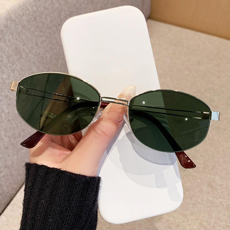 New high-end old money style sunglasses retro UV-proof metal sunglasses tide