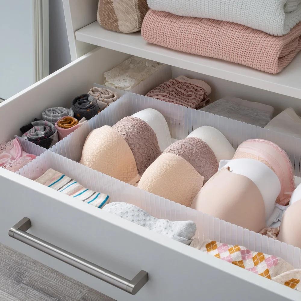 Customizable Drawer Organizer Set 3 Interlocking Dividers Easy Storage Tidy Modular Design Ideal Bedroom Kitchen Office