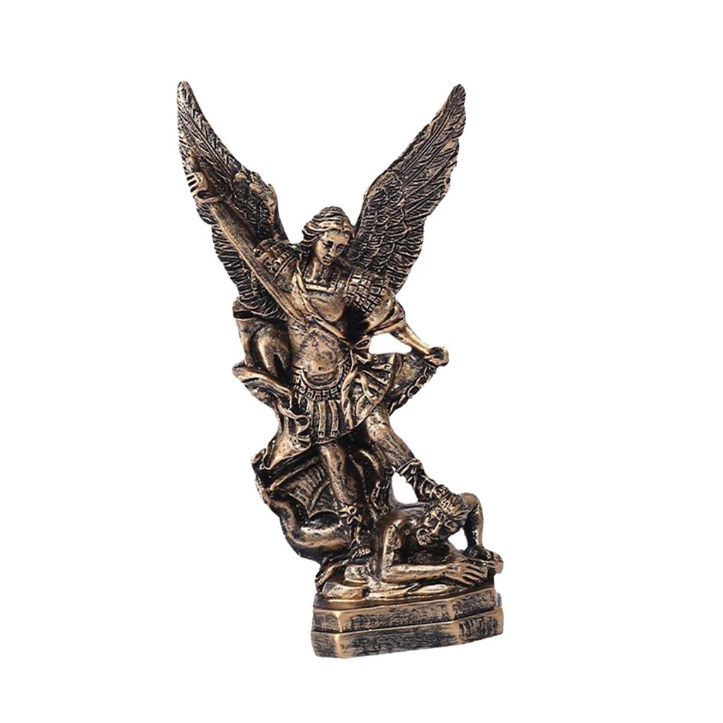 Religious Angel Michael Sculpture 13cm Tall for Spiritual Decors Religious Collectible Battle Angel Sculptures