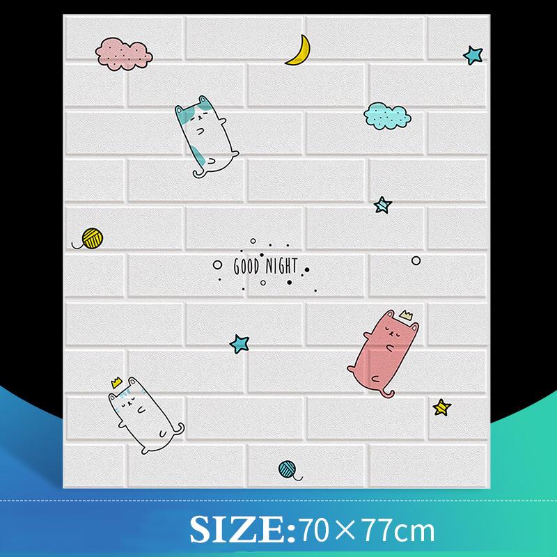 

3D наклейки на стену с героями мультфильмов, самоклеящиеся пенопластовые кирпичные наклейки для комнаты, сделай сам, 3D обои, Настенный декор, Наклейка на стену для гостиной для детской комнаты 1Pc розовый/белый