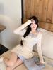 Korean Irregular Halter Neck Two-Piece Long Sleeve Dress - Women's Slimming Autumn 2026 Collection