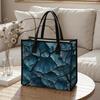 Blue Cracked Print Tote Bag Casual Daily Shoulder Bag for Women Lightweight Reusable Shopping Bag