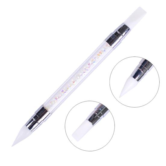 Double Pointed Heads Nail Art Silicone Pencil Rhinestone Beads Studs Picker Tool