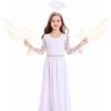Elegant Long Sleeve Angel Dress With Gold Edging And Wing Attachments Costume Outfit Ideal For Stage Performances