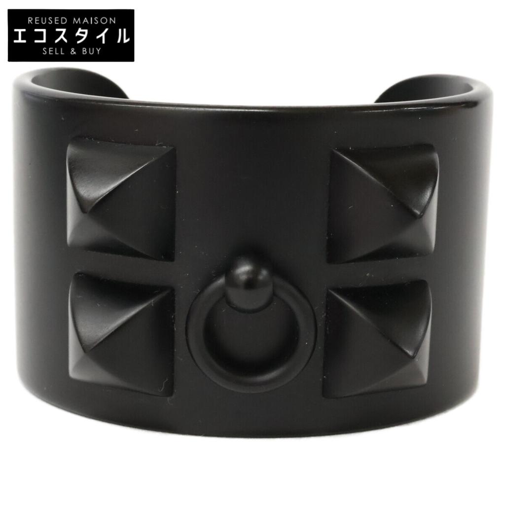 HERMES Excellent condition aluminum Collier de Sian Medor bracelet Bangle blackUsed