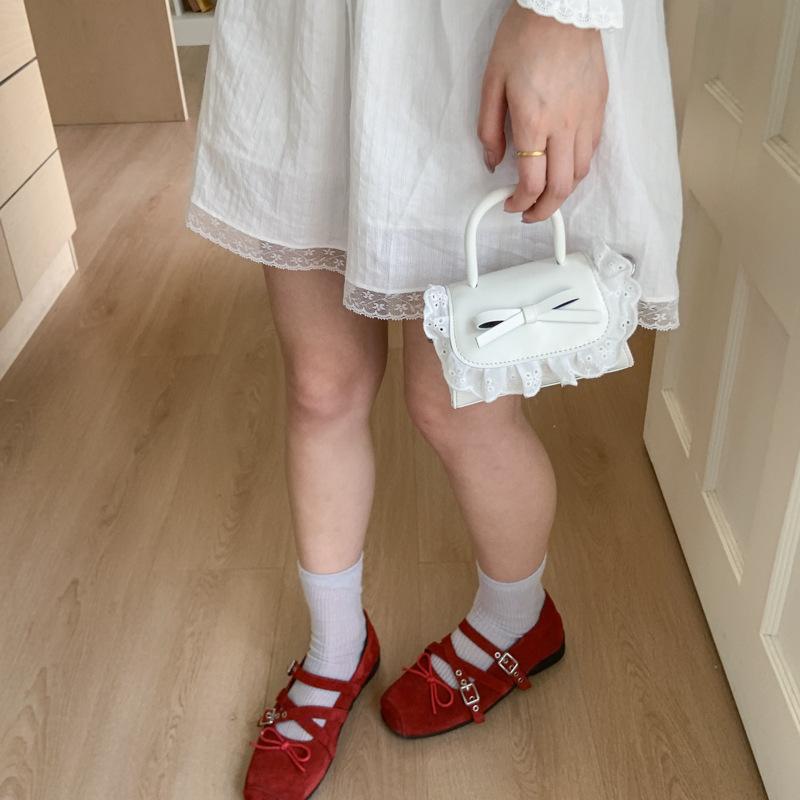 Korean version of sweet bow shoulder bag women's 2025 summer fashion lace mini portable messenger bag