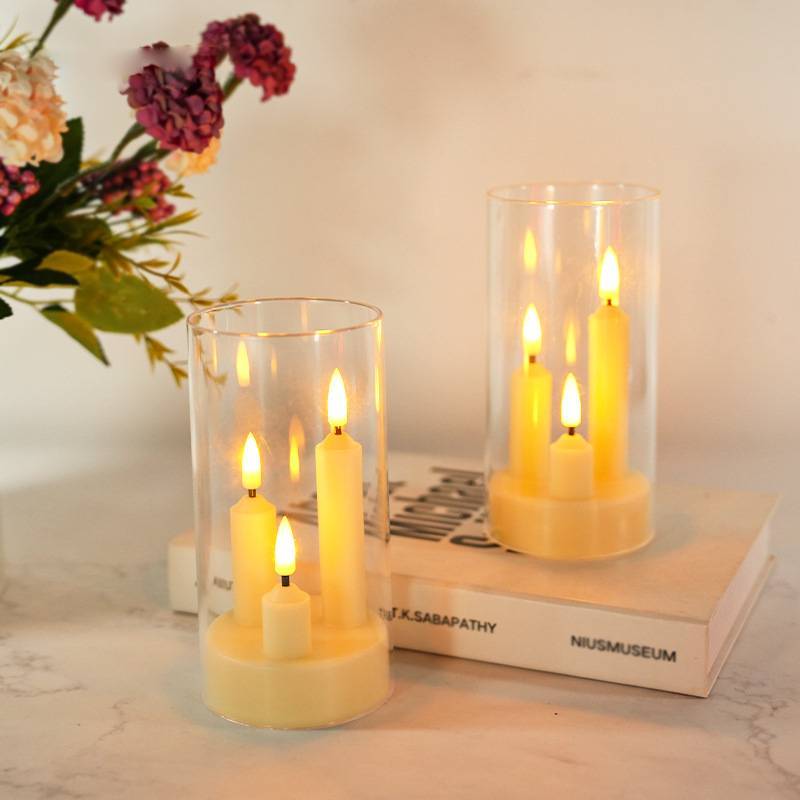 Led Acrylic Candle Set With Remote Control For Wedding Party Event Decor
