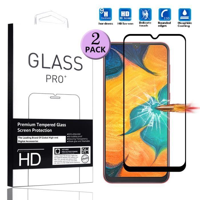 Film protecteur - samsung - galaxy a30 - verre trempé - couverture complète - 2 pièces