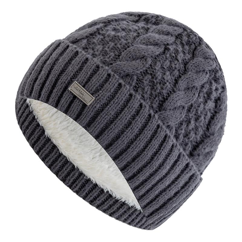 

Новая Унисекс Зимняя Шапка Модная Уличная Шапка-Бини Для Мужчин Женщин, Парная Флисовая Подкладка Теплая Вязаная Шапка 56cm-60cm серый