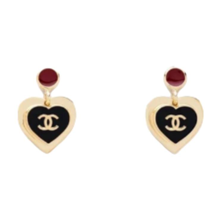 CHANEL Earrings Women's Black Gold ABH166-B23545-U7708