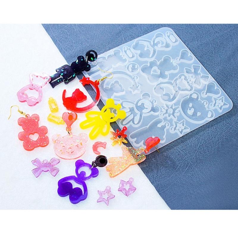 Cute Bear Pendant Earring Silicone Mold for Jewelry Making Animal Earring Pendant Resin Mold  Crafts Handmade Tool
