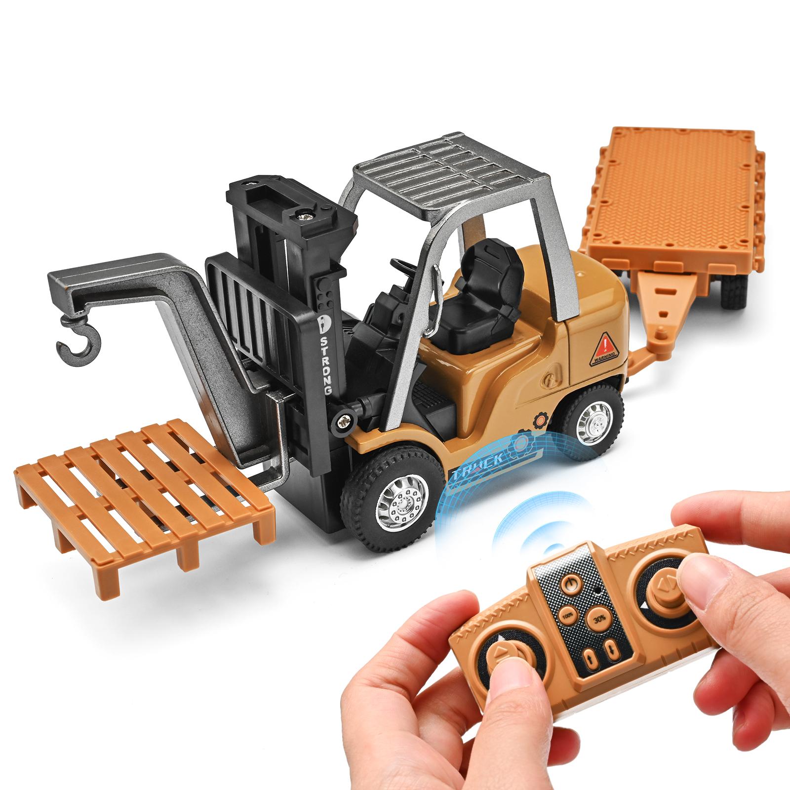 1:Die-Cast Metall Gabelstapler Modell im Maßstab 1:64, Fernsteuerbares Spielzeugfahrzeug für Kinder, Kranwagen, Geschenk für Jungen ab 3 Jahren