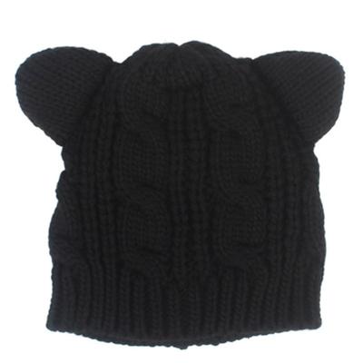 Química universal Gorro preto de malha trançada Bear Twist Gorro de urso
