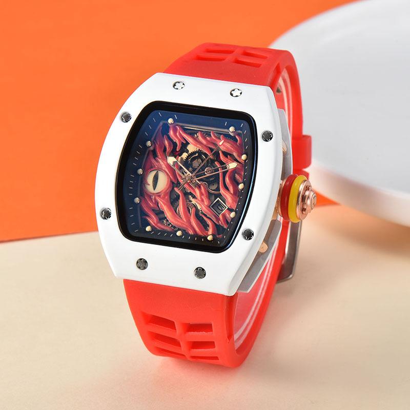 Barrel-shaped hollow versatile men's quartz watch spot men's sports hollow quartz watch men's watch