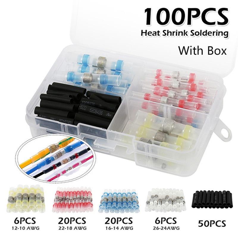 25Pcs 12-10 AWG Yellow Adhesive Glue Heat Shrink Butt Wire Crimp Connector
