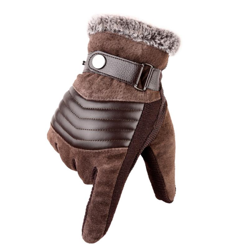 Mens Leather Genuine Gloves Russia Winter Gloves Warm Thick Driving Skiing Men's Gloves
