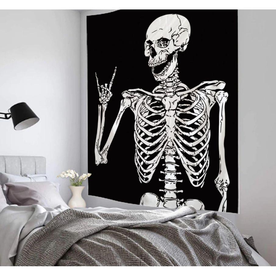 Goth Skull Skeleton Tapestry 75x100