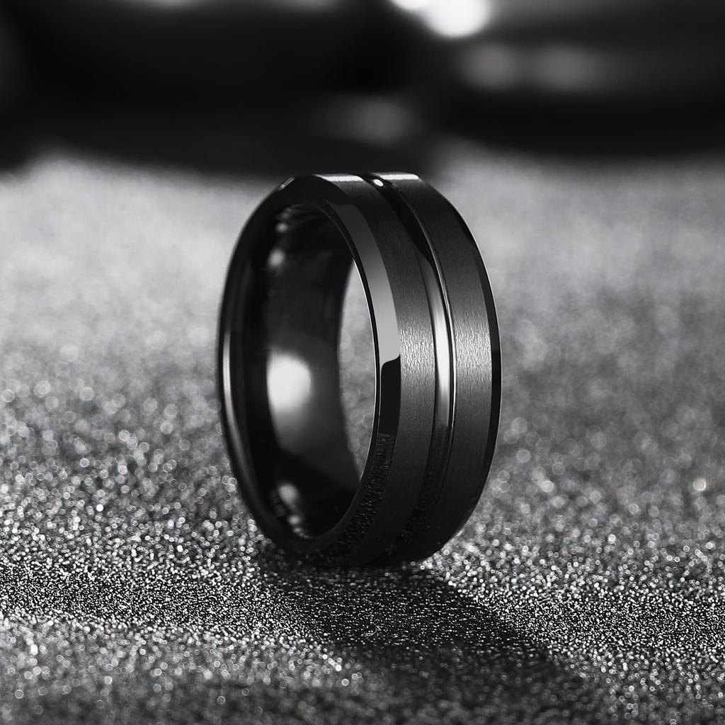 Fashion 8mm Black Color Stainless Steel Rings For Men Women Never Fade Wedding Engagement Men Rings Party Jewelry Accessories